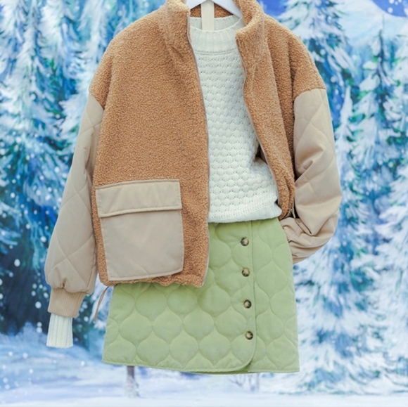 #173 🛑48 S, M, L FINAL PRICE  Taupe/Camel Trendy Reversible Fur Puffer Jacket - Picture 6 of 11